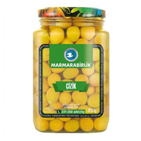 Cizik Yesil Zeytin/Scratched Green Olives 850g